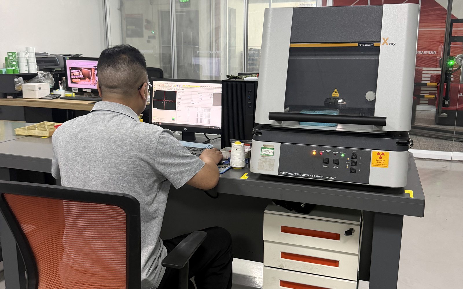 RISEYEAR operator performing dimensional inspection
